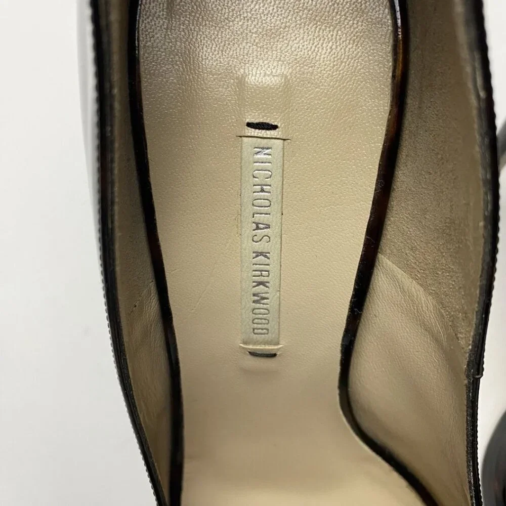 NICHOLAS KIRKWOOD tortoiseshell patent leather platform pumps Size 38